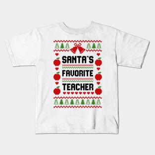 Santa's Favorite Teacher Kids T-Shirt